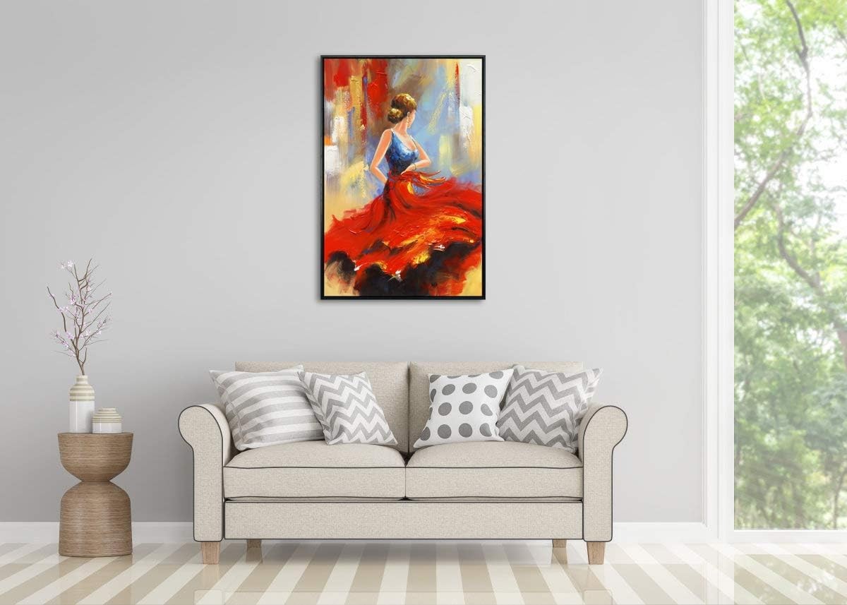 Black Framed Abstract Dancing Canvas Wall Art Ready to Hang