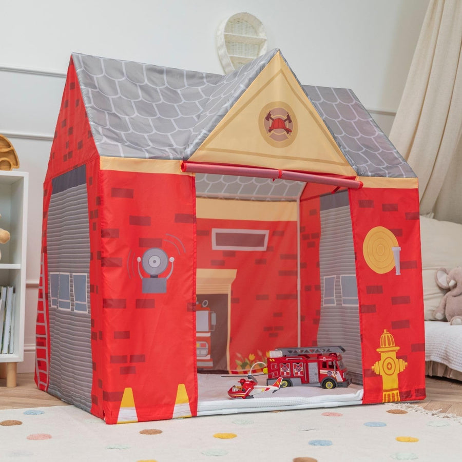Kids Fire Station Play Tent Indoor Outdoor Fire Truck Playhouse