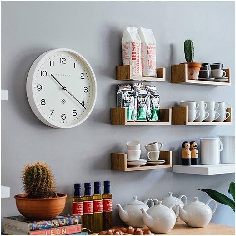 Silent Modern Wall Clock White 37cm Minimalist Decor Kitchen Home