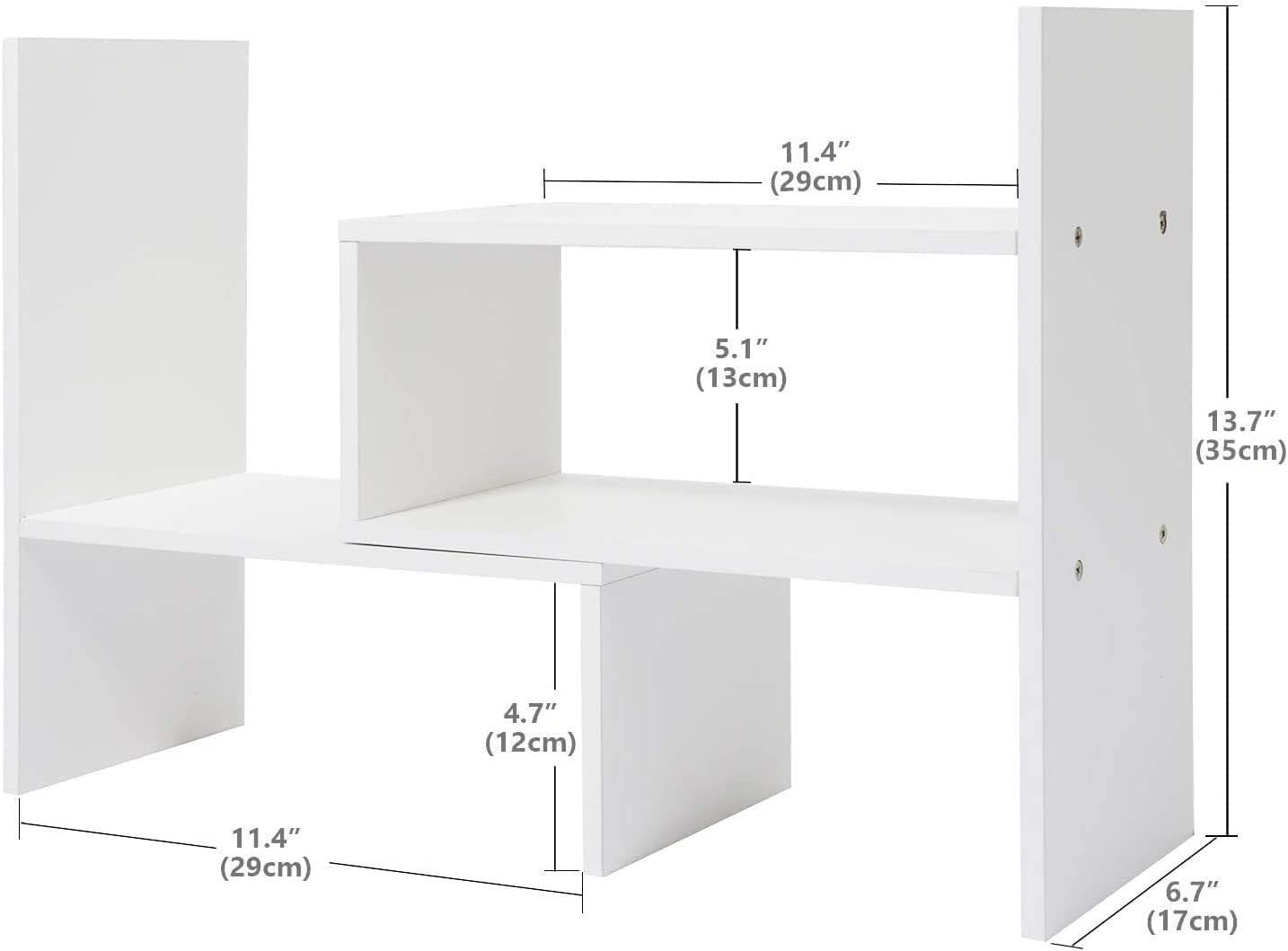 Expandable Desktop Bookshelf 3-Tier Adjustable Desk Organizer Storage Shelf