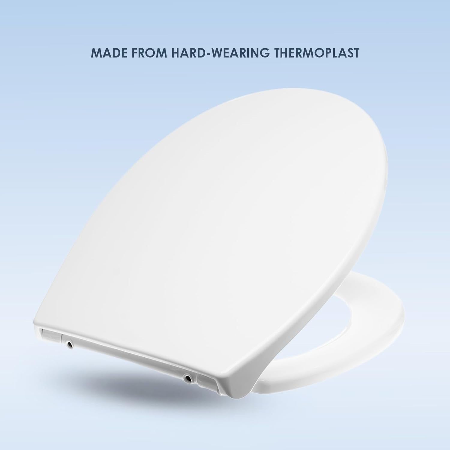 White Oval Toilet Seat Thermoplastic Quick Release Top & Bottom Fix 44.5x37cm