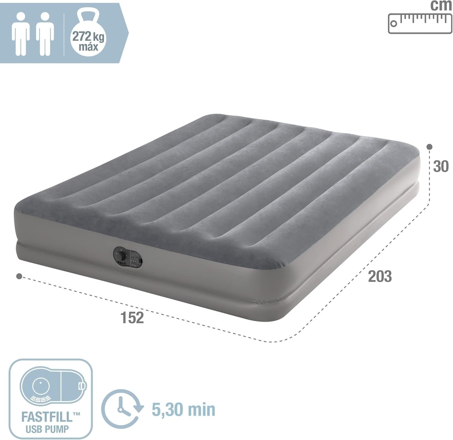 Queen Air Mattress with USB Pump | 12” Portable Inflatable Bed, Durable PVC