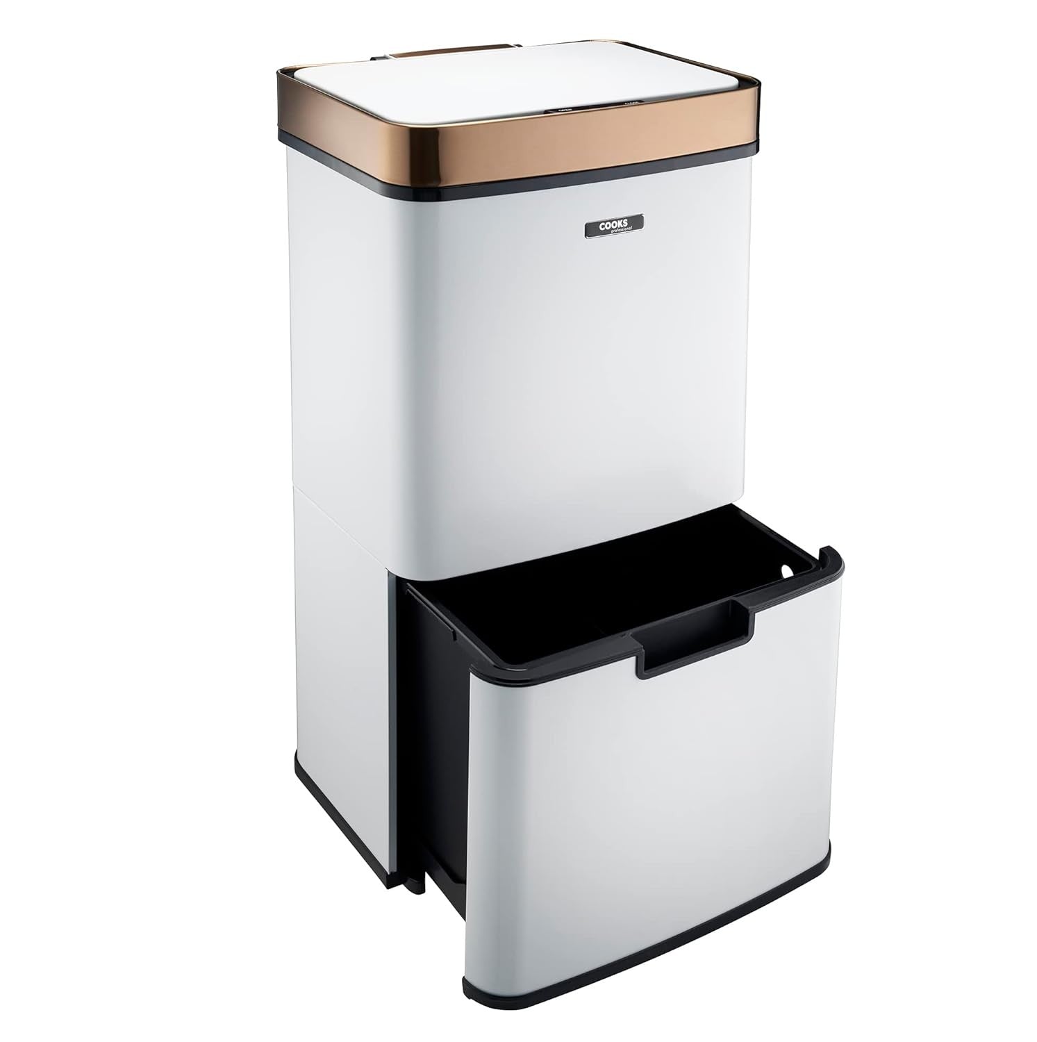 75L Dual Compartment Motion Sensor Kitchen Bin White Copper