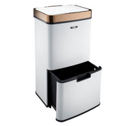 75L Dual Compartment Motion Sensor Kitchen Bin White Copper