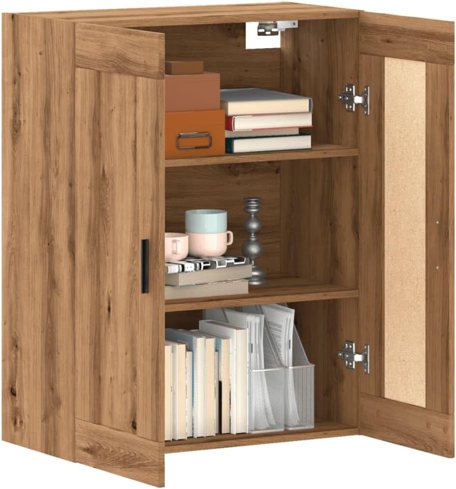Wall Mounted Oak Cabinet Storage - 3 Compartments, Stylish, Space-Saving