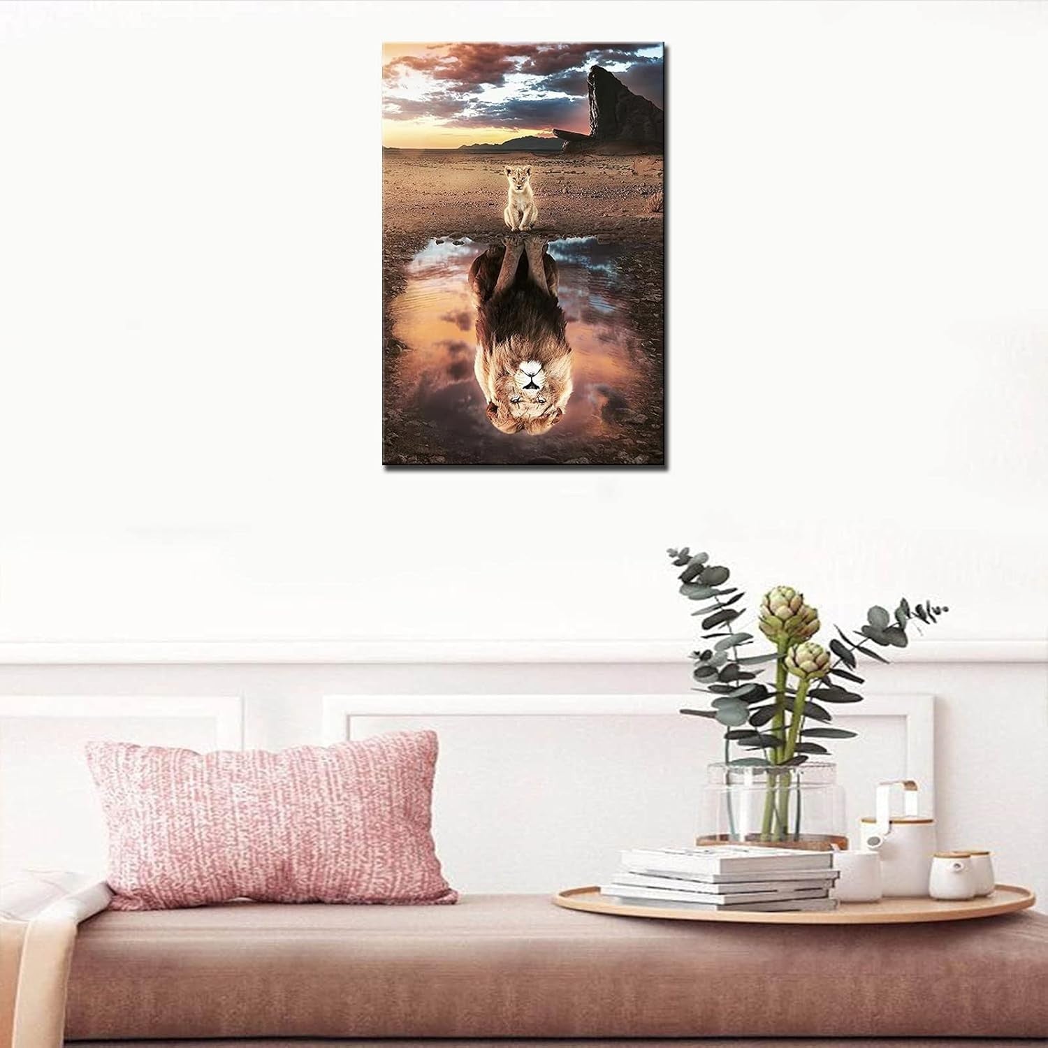 Lion Motivational Canvas Wall Art Black Gold Quote 16x24in