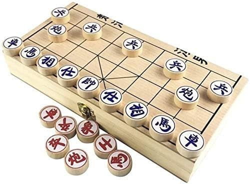 Wooden Xiangqi Chinese Chess Set Foldable Travel Board 29cm