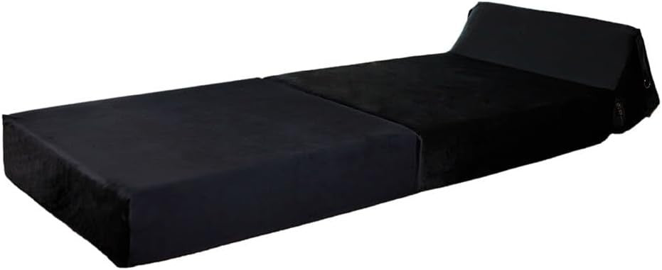 Single Folding Futon Z Bed Chair Sofa Mattress Black Sleeper Guest Bed