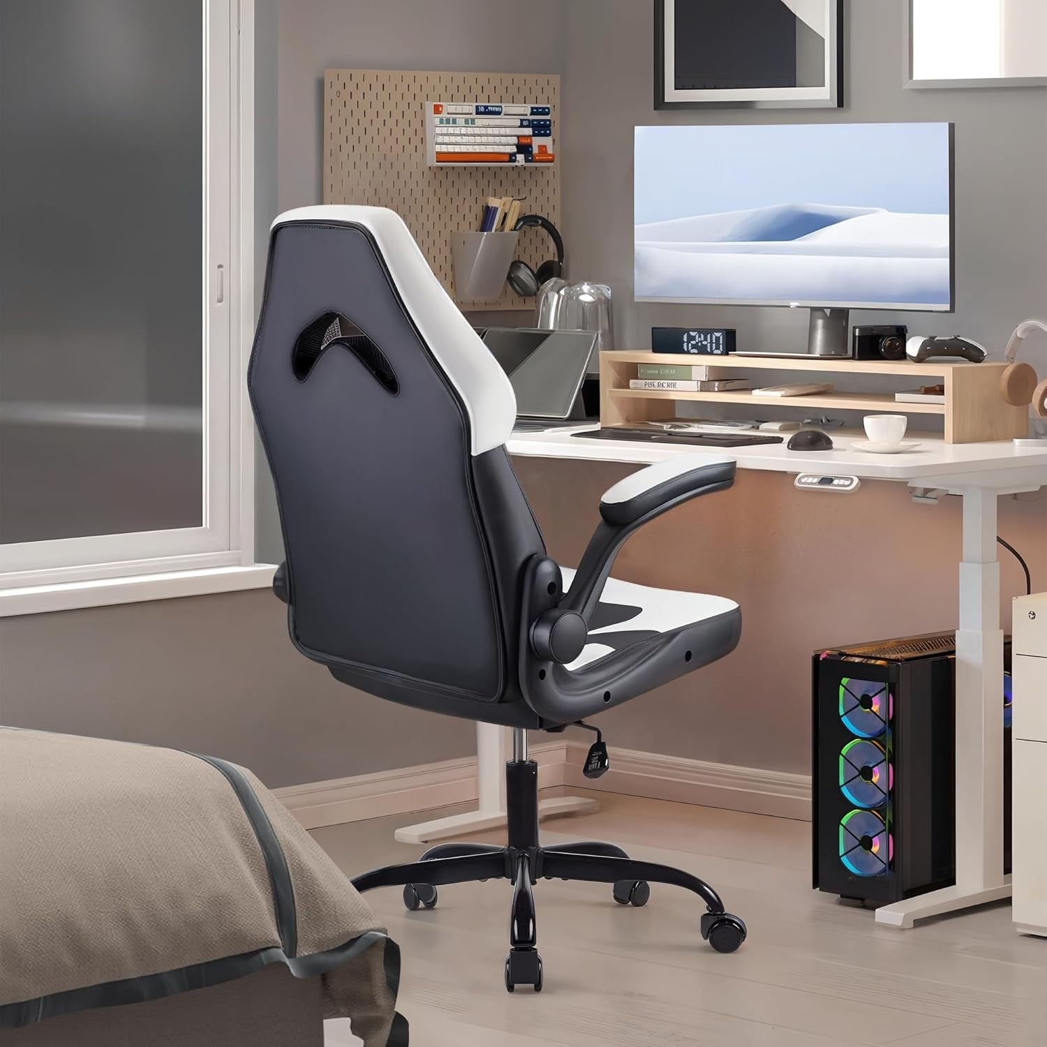 Ergonomic White Gaming Chair Recliner Office Swivel Computer Desk Seat New
