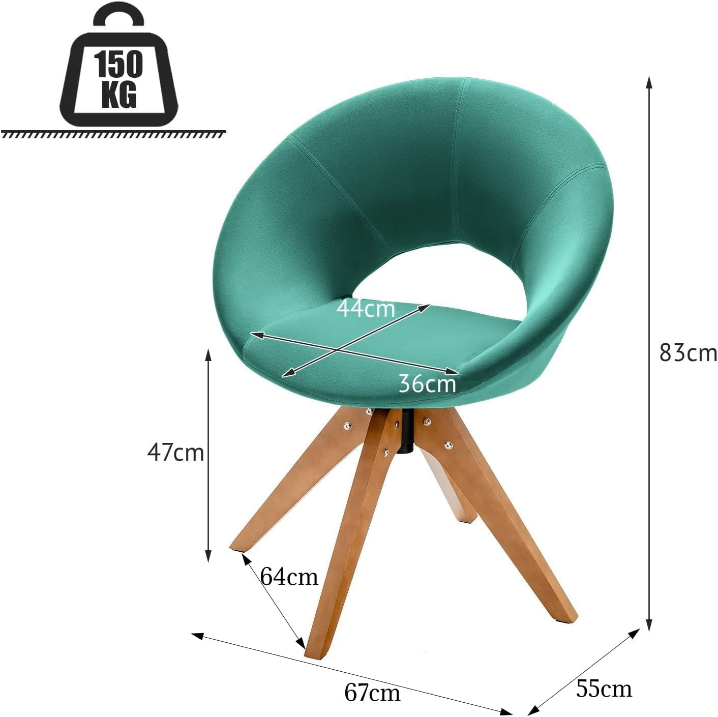 Green Velvet Swivel Accent Chair 360° Tub Armchair Beech Legs