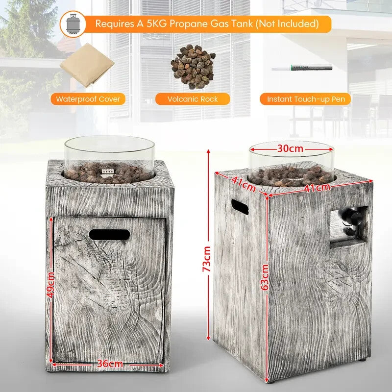 Outdoor Propane Gas Fire Pit Table 8.79kW w/ Cover Lava Rocks & Glass Shield