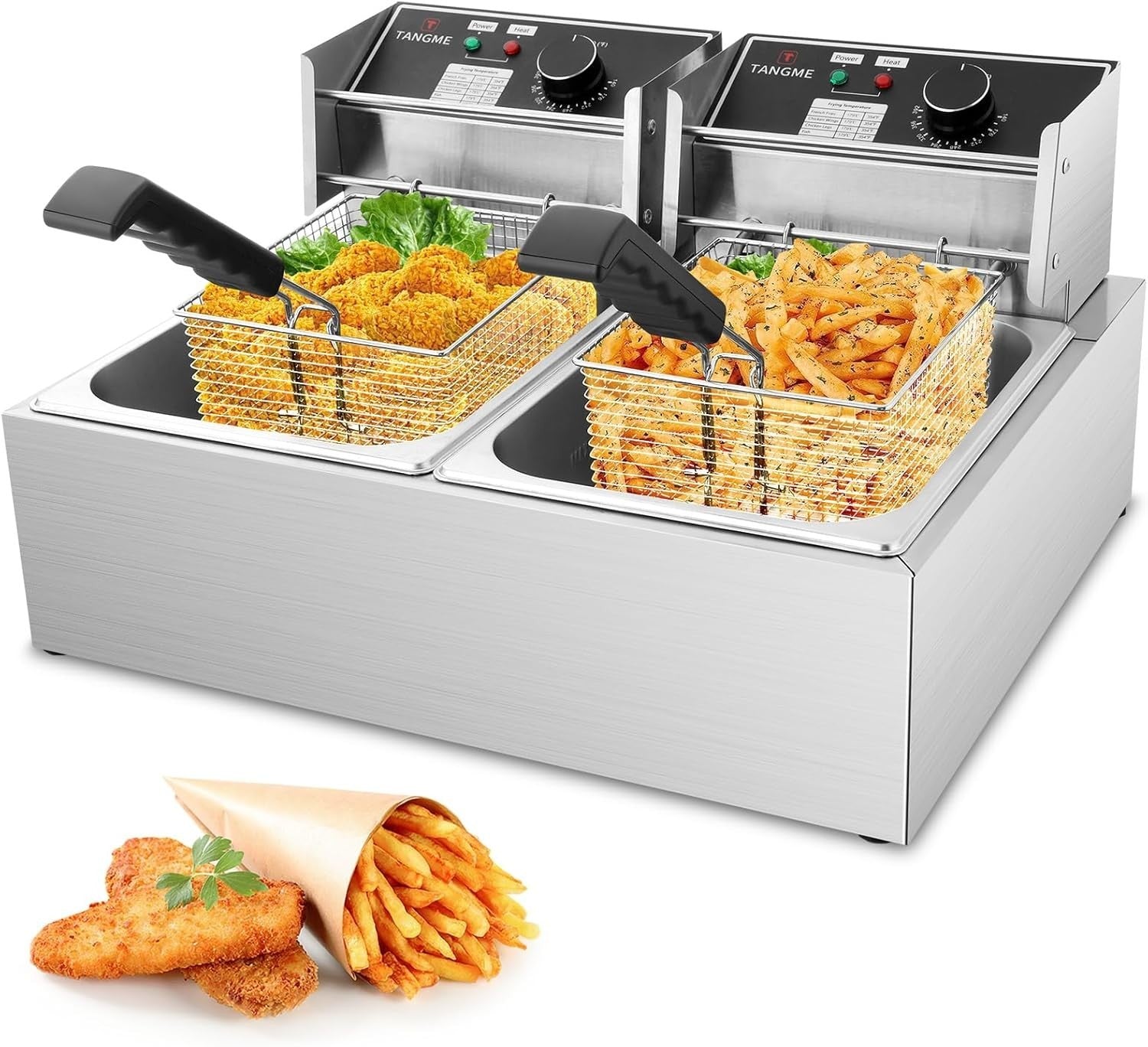 Commercial Dual Tank Deep Fat Fryer 5000W 2x6L Stainless Steel