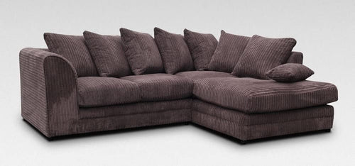 Jumbo Cord Corner Sofa L-Shape 4 Seater Modern Right Hand Chocolate Brown