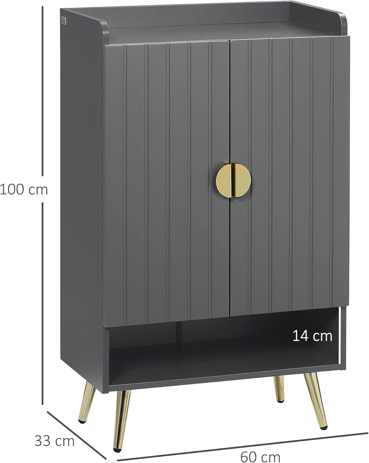 Modern 15-Pair Shoe Cabinet with Adjustable Shelves & Storage, 100x60x33cm Grey