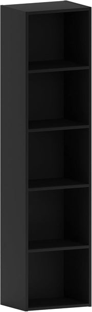 5 Tier Black Wooden Cube Bookcase Small Storage Shelf for Living Room Office