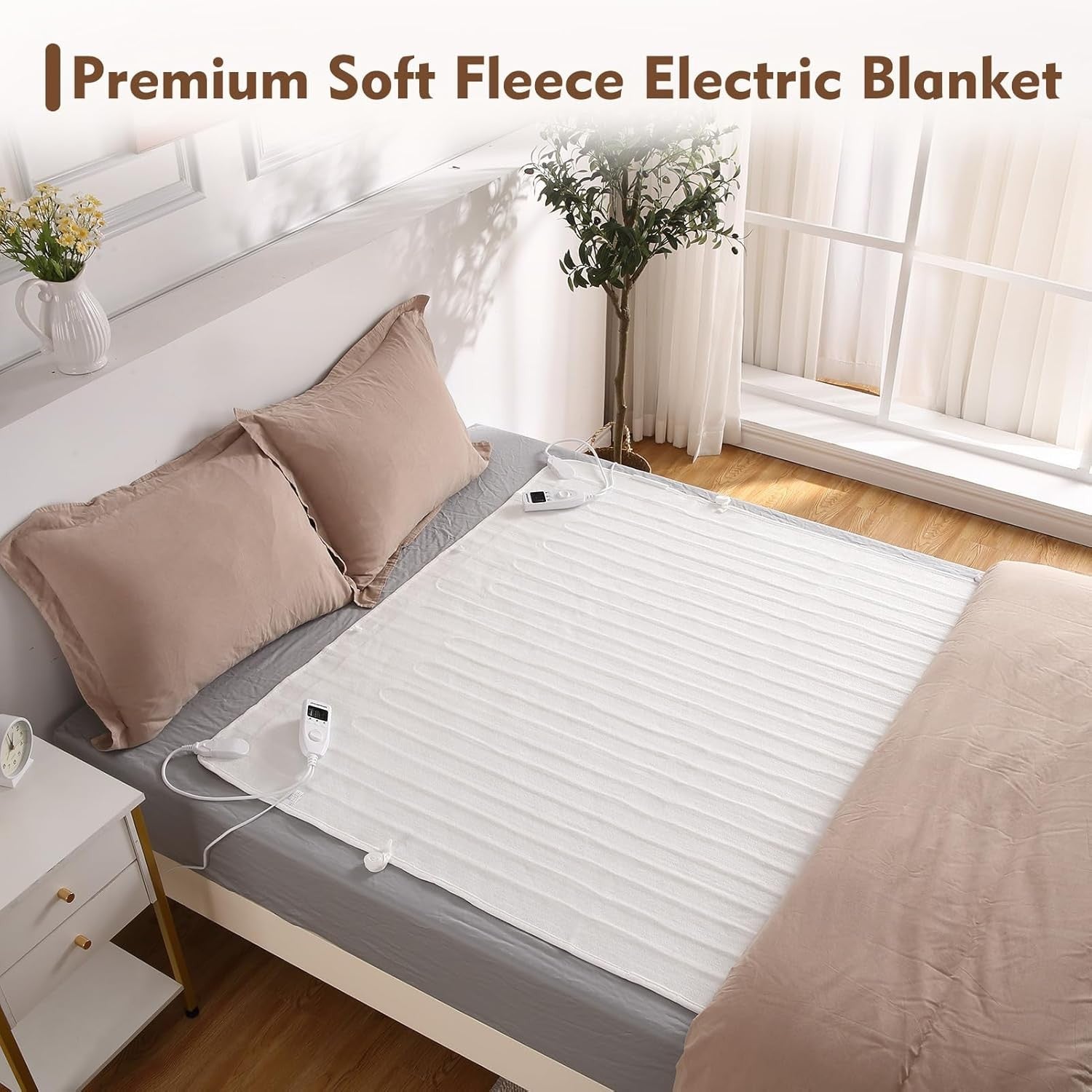 Electric Heated Underblanket King Size Dual Control Fast Heat Timer Washable