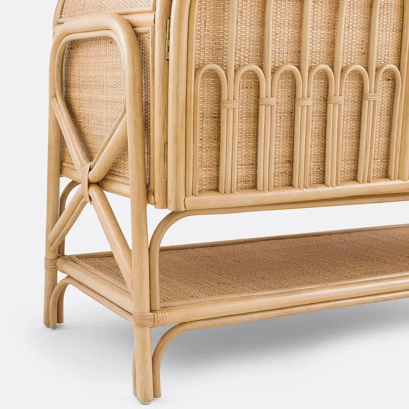 Malu Rattan Cane Sideboard – 114cm Mid-Century Storage Unit for Hallway