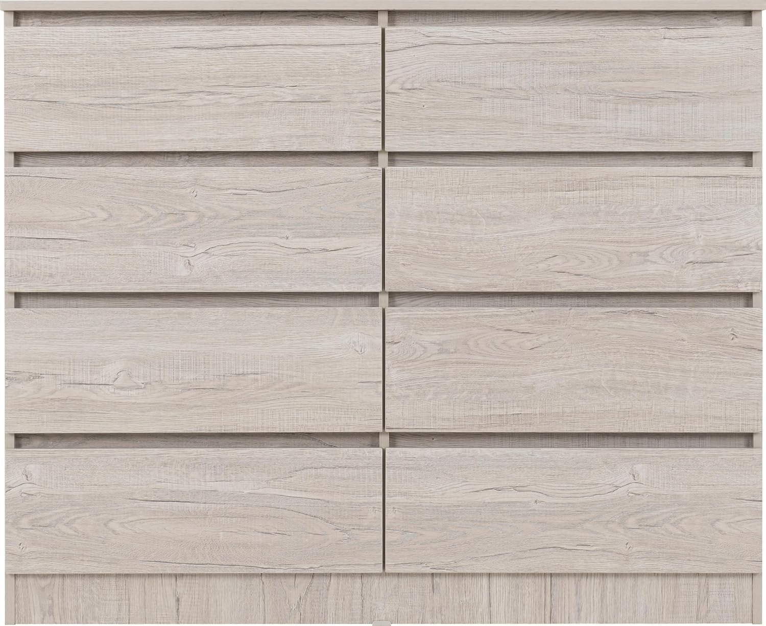8 Drawer Bedroom Chest Slim Storage Cabinet Urban Snow Finish 121cm Wide