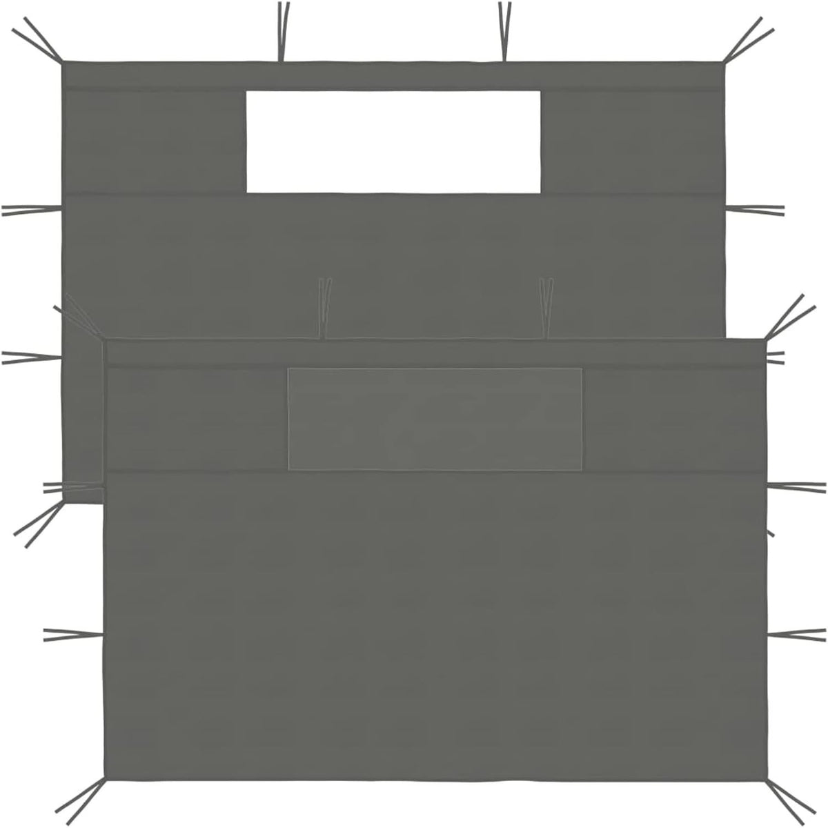 2x Gazebo Side Walls with Windows Anthracite Waterproof Party Tent Panels
