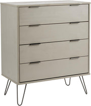 Industrial Grey Wooden Chest of Drawers - 4 Drawer Bedroom Storage Unit