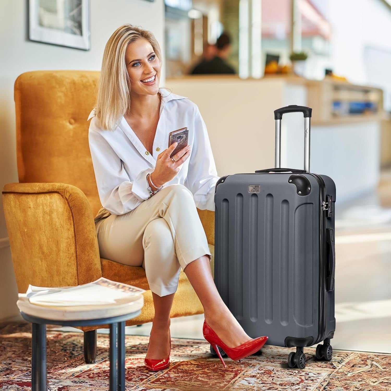 Medium 24” ABS Hard Shell Suitcase 4 Wheel Travel Case TSA Lock