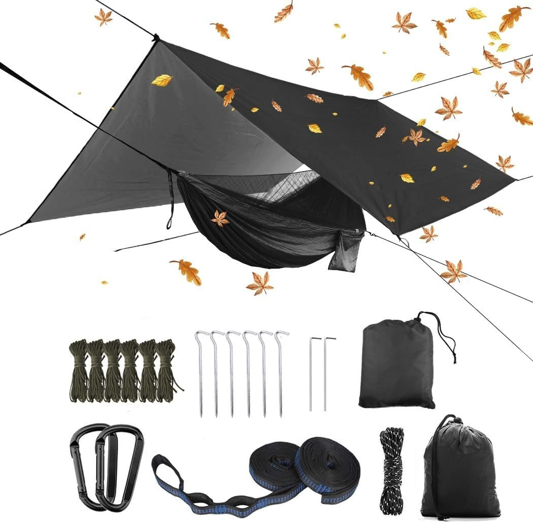 Waterproof Camping Hammock with Rain Tarp & Mosquito Net, Lightweight Tent Bed