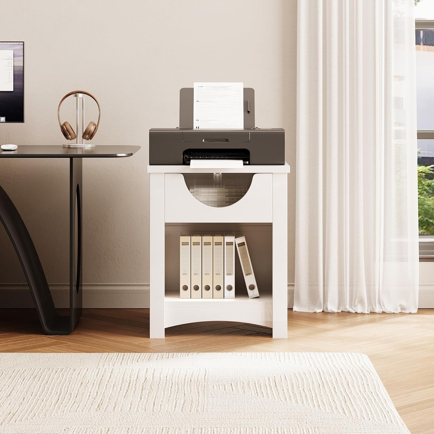 LED Bedside Tables Set of 2 with USB Ports, Drawer Storage & Warm Ambient Light