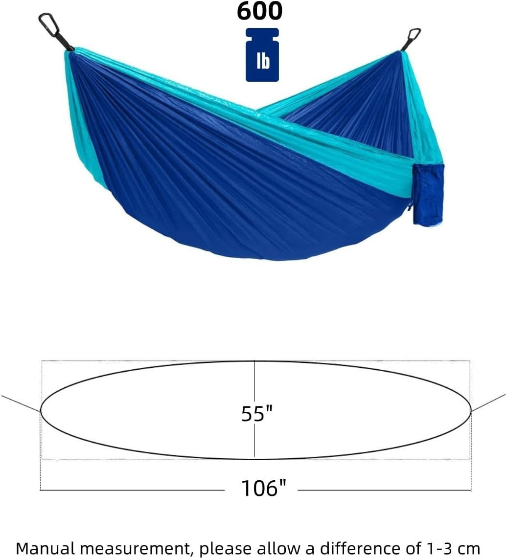 Double Camping Hammock 2-Person 600lb Heavy Duty Portable Outdoor Blue