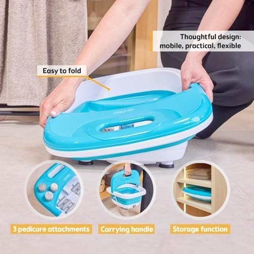 Foldable Electric Foot Spa Massager Heat Bubbles Infrared Rollers 450W