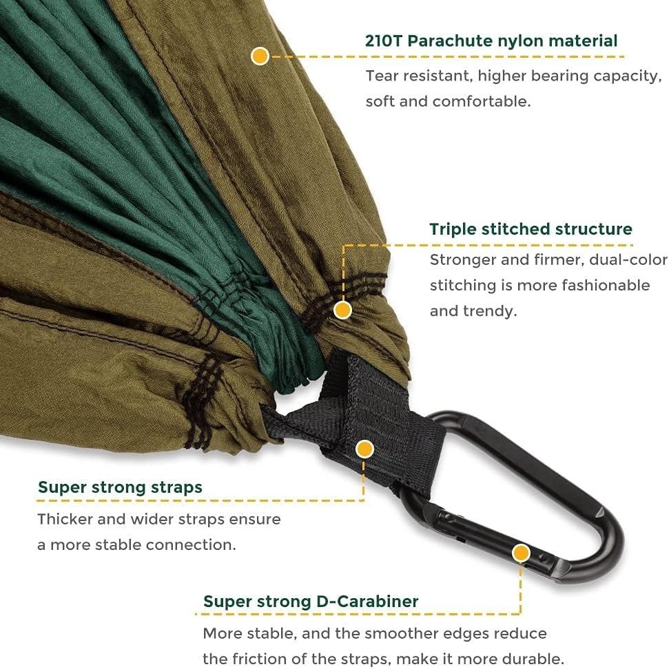Lightweight Portable Double Camping Hammock with Straps for 2 Adults