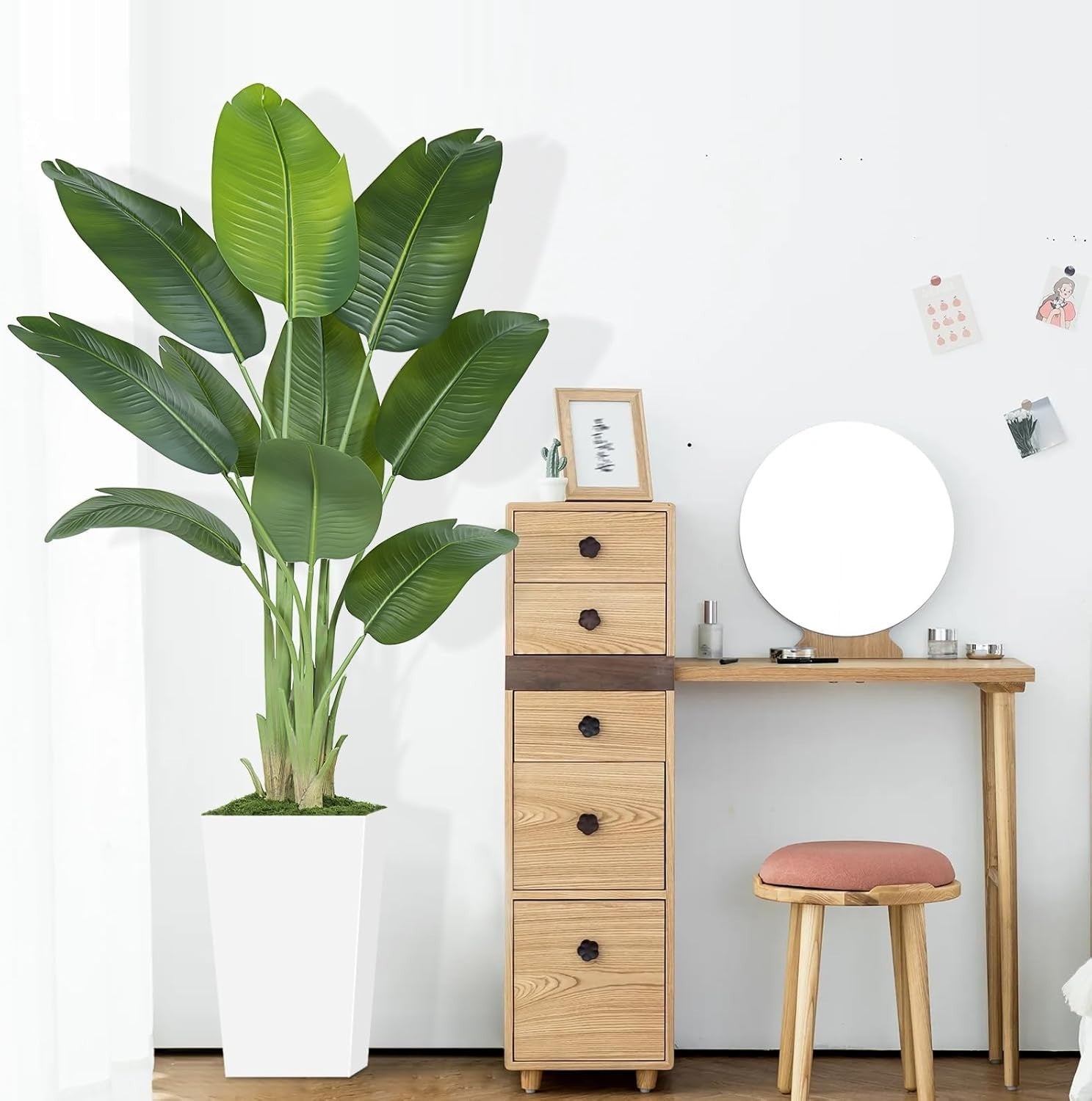 Bird of Paradise Plant 6ft 180cm Lifelike Indoor Potted Tropical Decor White Pot