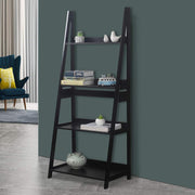 4 Tier Ladder Storage Shelf Wooden Display Rack Freestanding Black