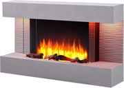 Wall Mounted Electric Fireplace 60" Cement Grey | 3 Flame Colors & 13 Moods