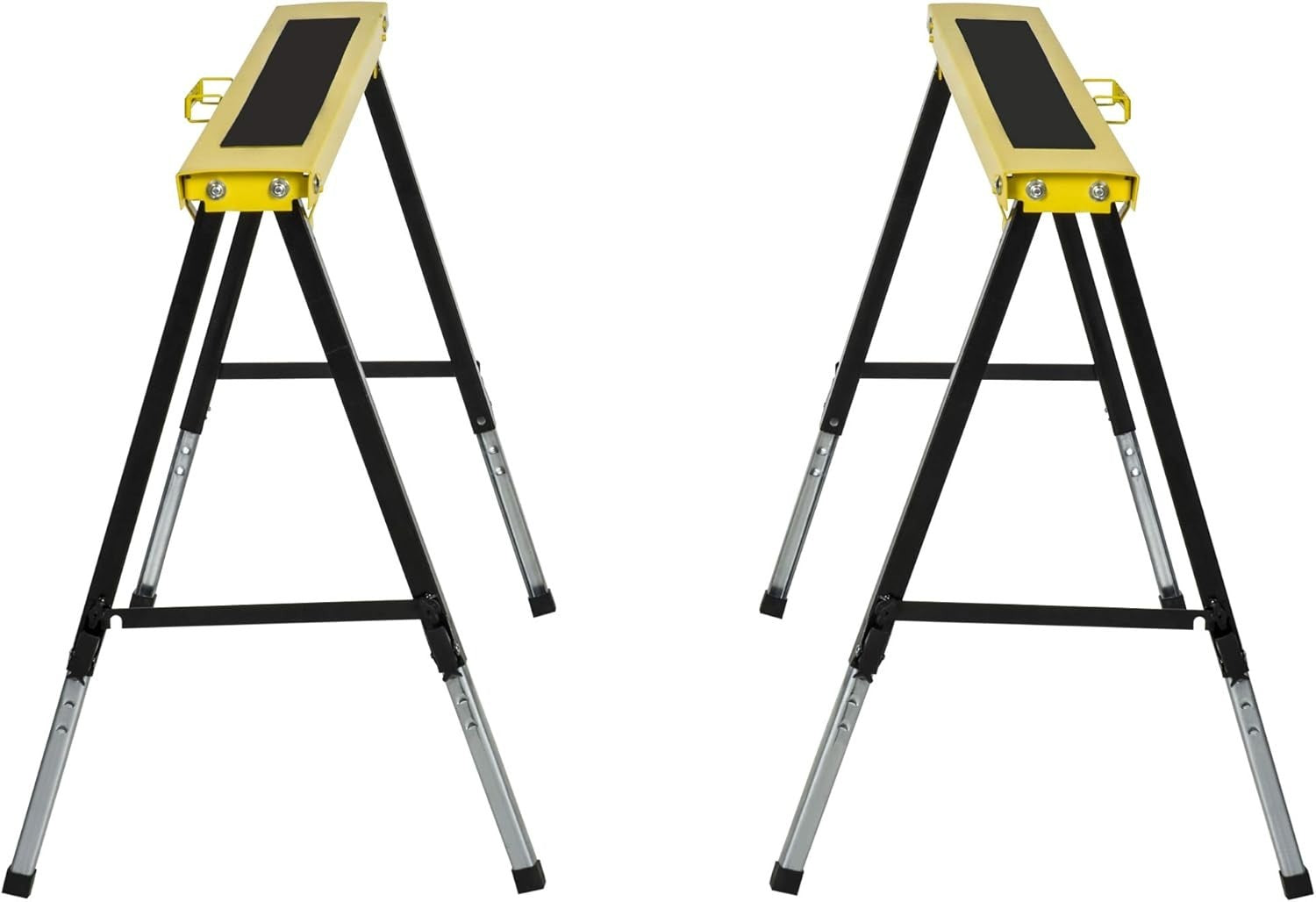 2x Adjustable Folding Sawhorse Workbench Metal Trestles Non-Slip EVA Top 100kg