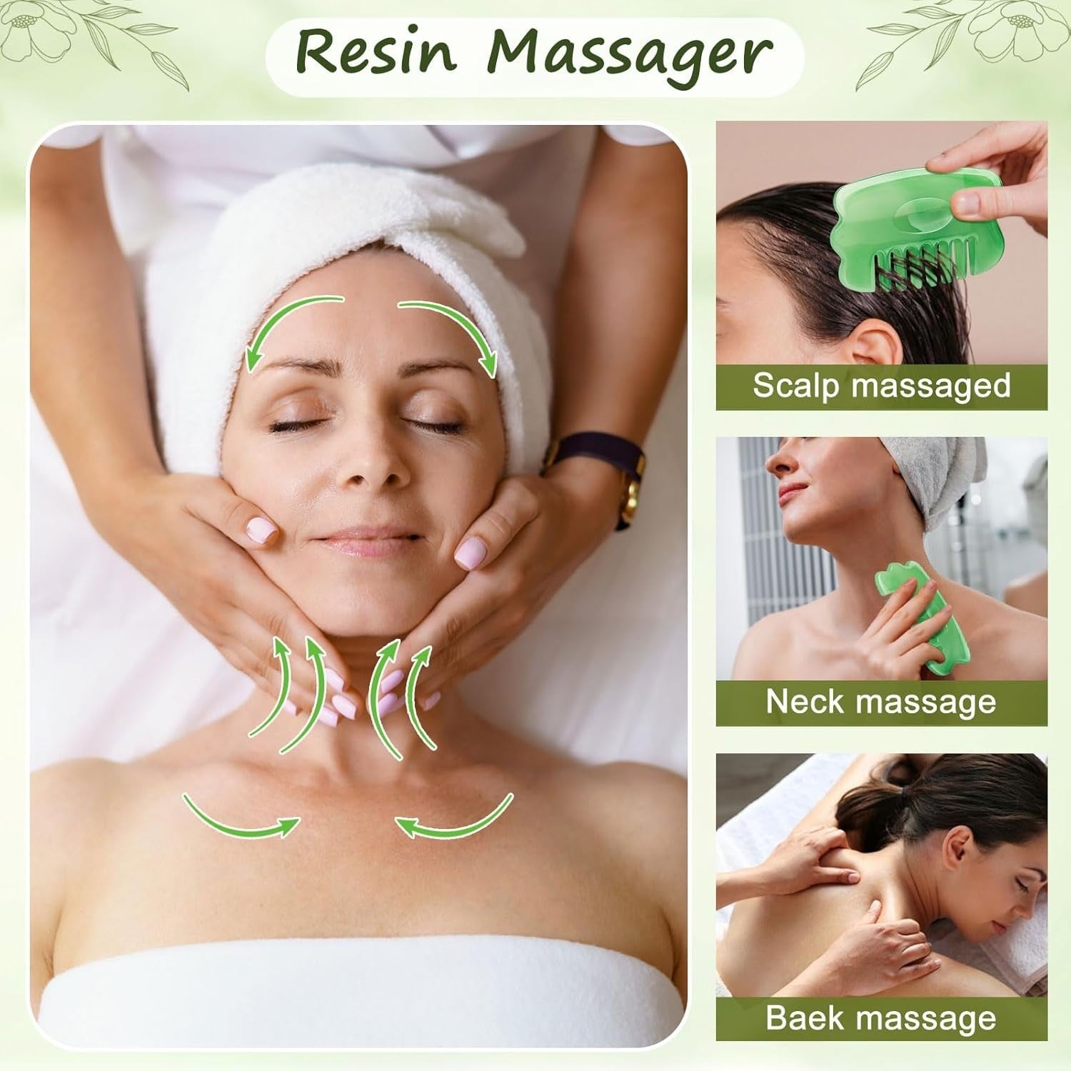Jade Eye Mask & Gua Sha Scalp Comb Set Cooling Spa Kit