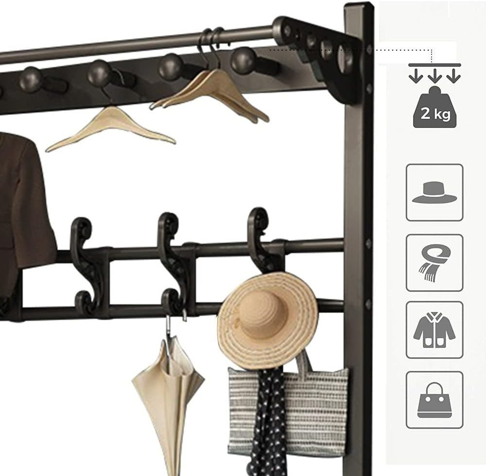 Metal Coat Rack with Shoe Bench 4-in-1 Hall Tree Entryway 100cm