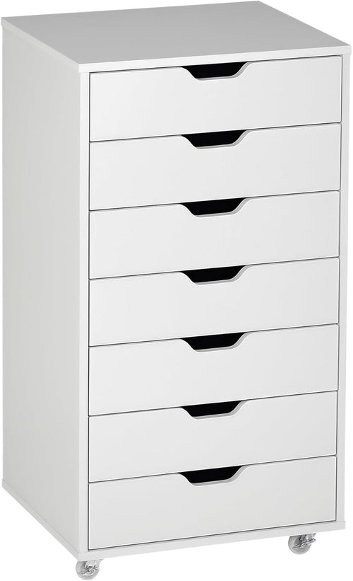 7 Drawer Mobile Filing Cabinet Rolling Office Storage Tall Unit
