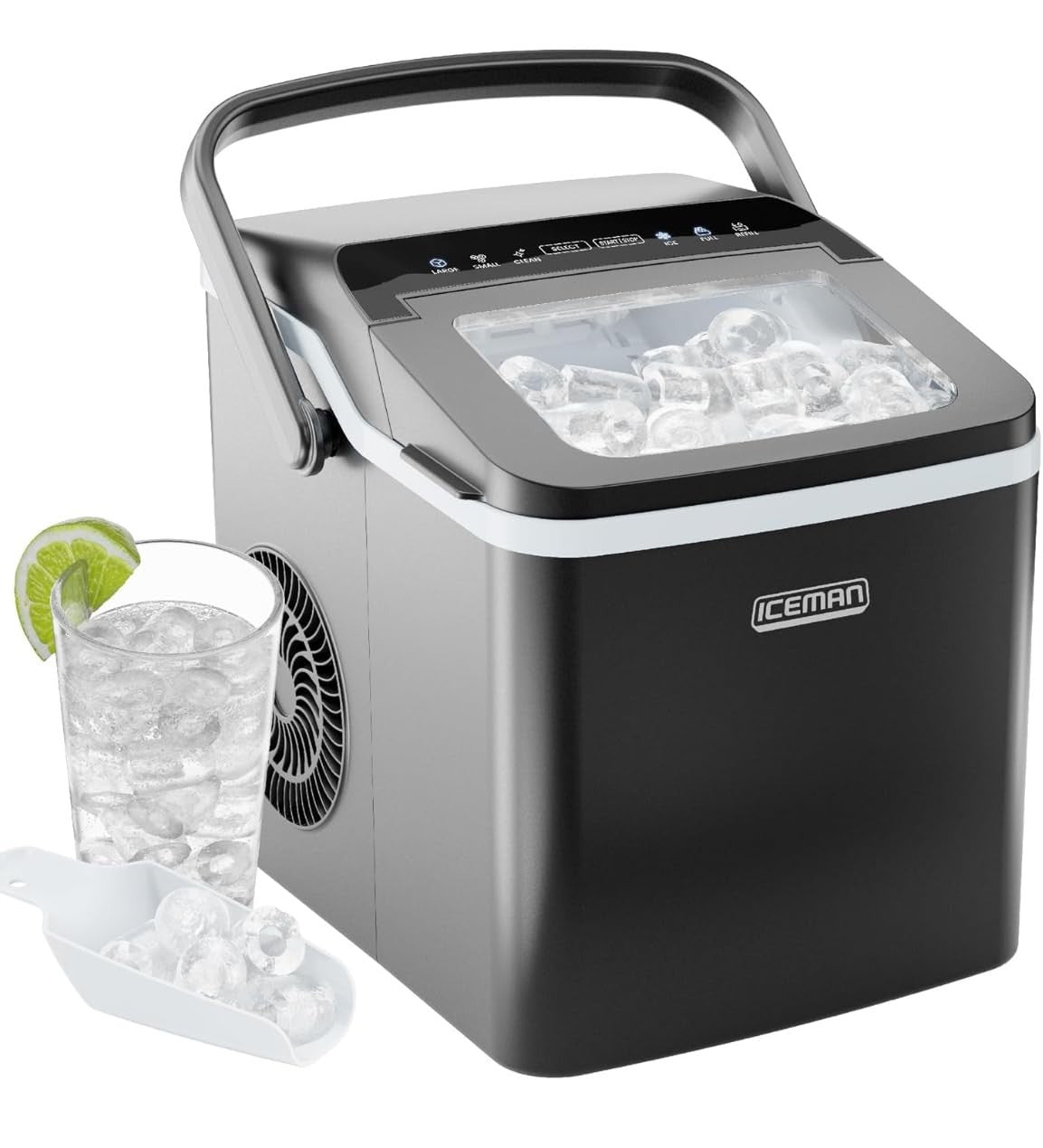 Portable Dual-Size Ice Maker Machine - Fast 9 Cubes in 7 Mins, 22lbs/Day