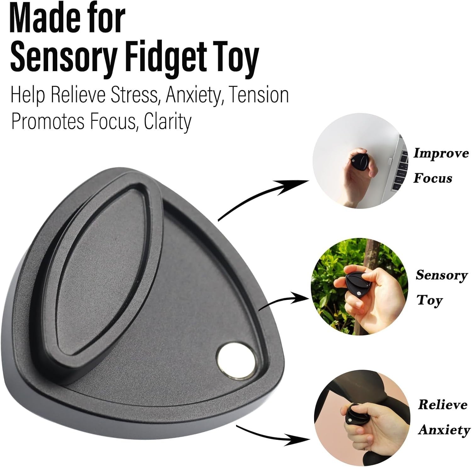 Black Triangle Magnetic Fidget Coin Silent Clicker Focus EDC