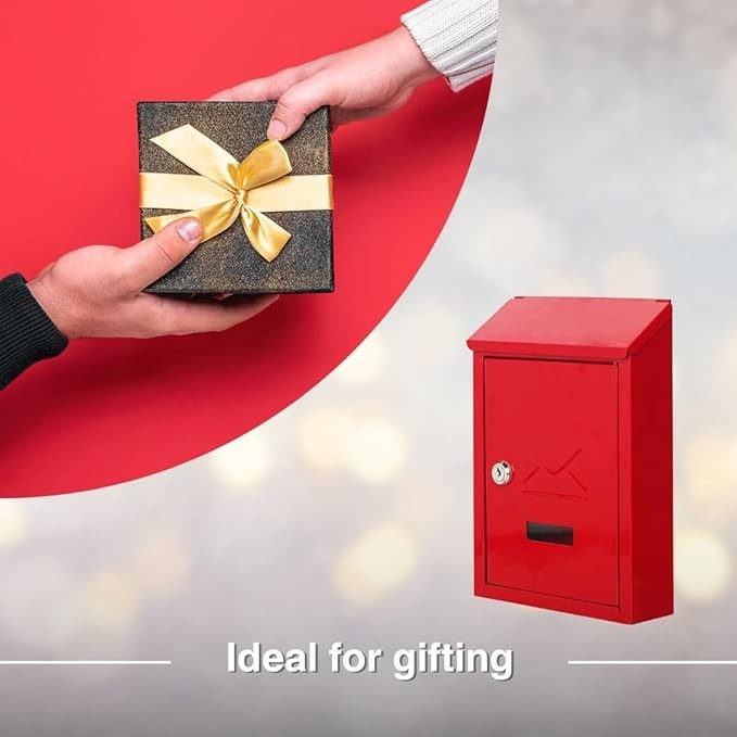 Lockable Cast Iron Wall Post Box – Weatherproof Mailbox for Home & Office Use