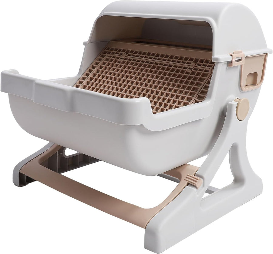 Semi Automatic Cat Litter Box Large Splash Proof Odor Control Tray