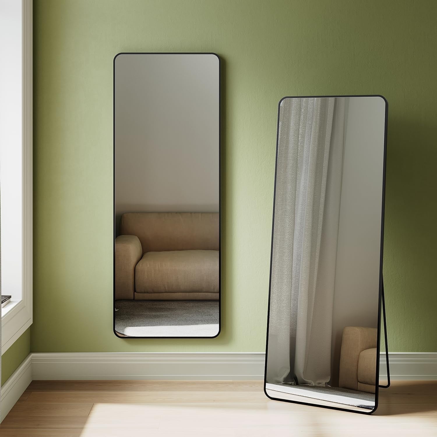 Full Length Floor Mirror 160x60cm with Aluminum Frame – Wall Mount & Leaning