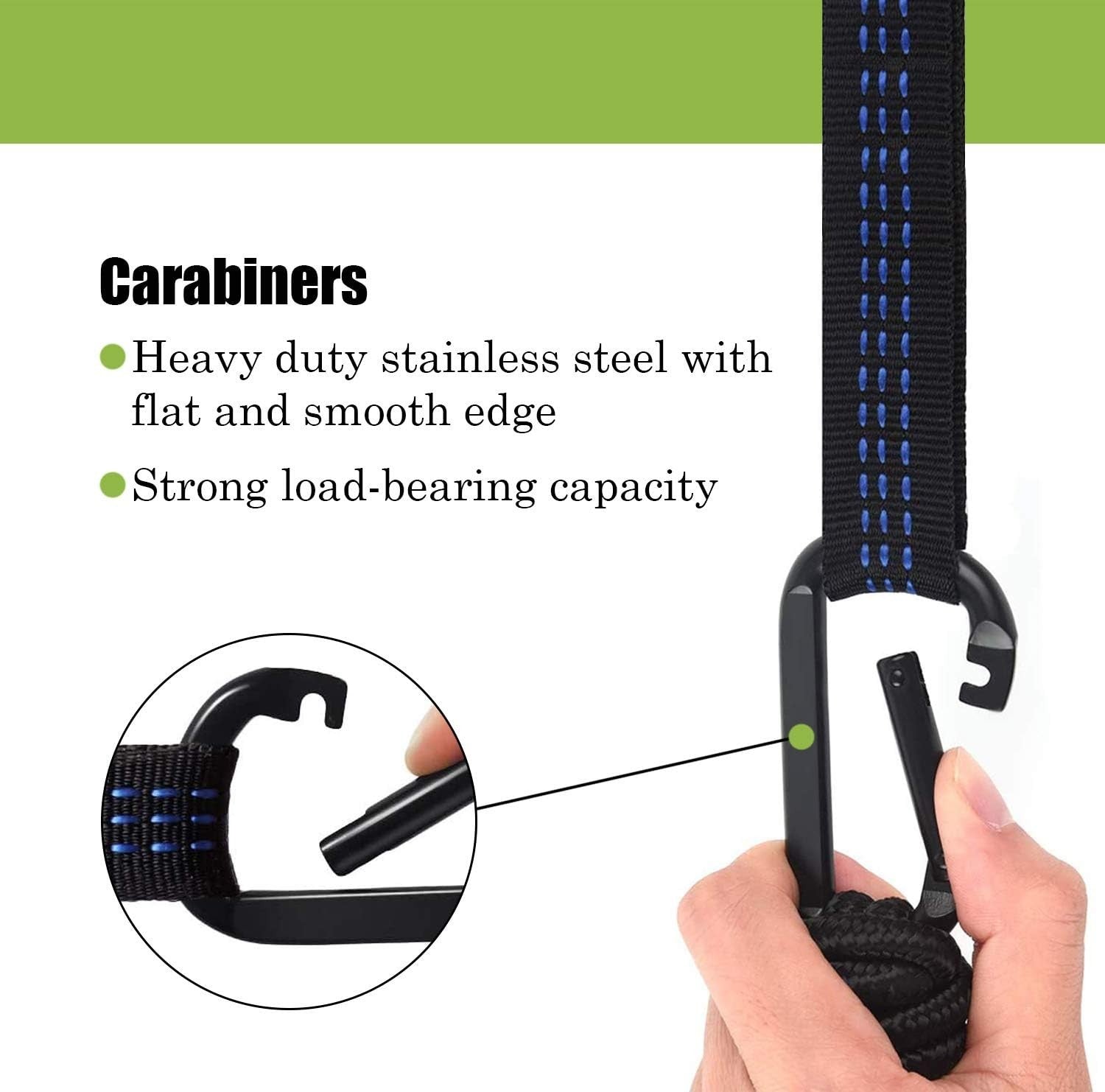 Extra Large Portable 2-Person Nylon Camping Hammock with Tree Straps & Carabiner