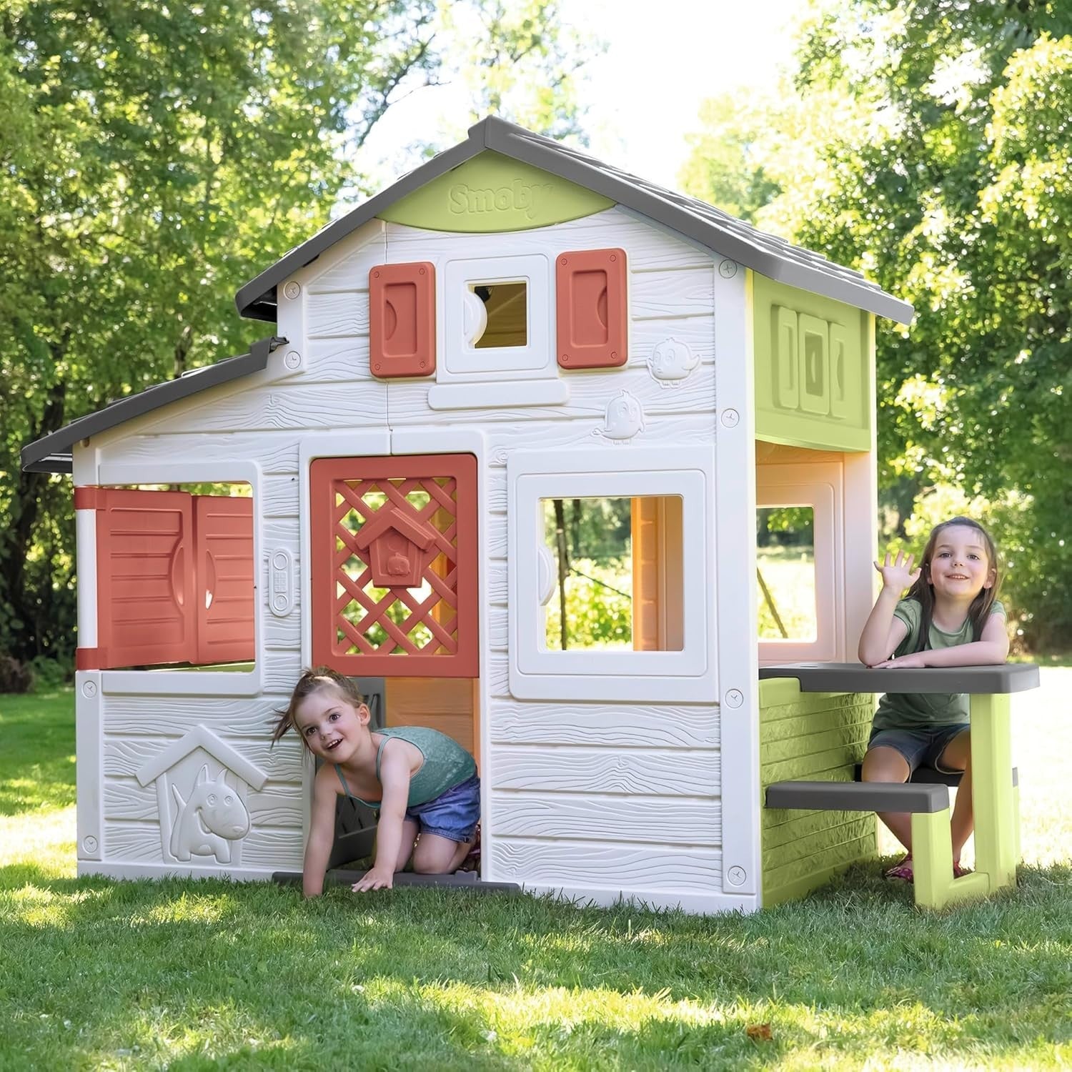 Large Kids Outdoor Playhouse with Kitchen Picnic Grill Doorbell