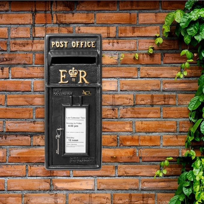 Lockable Cast Iron Wall Post Box Black – Secure Mailbox, Weatherproof, Gift-Read