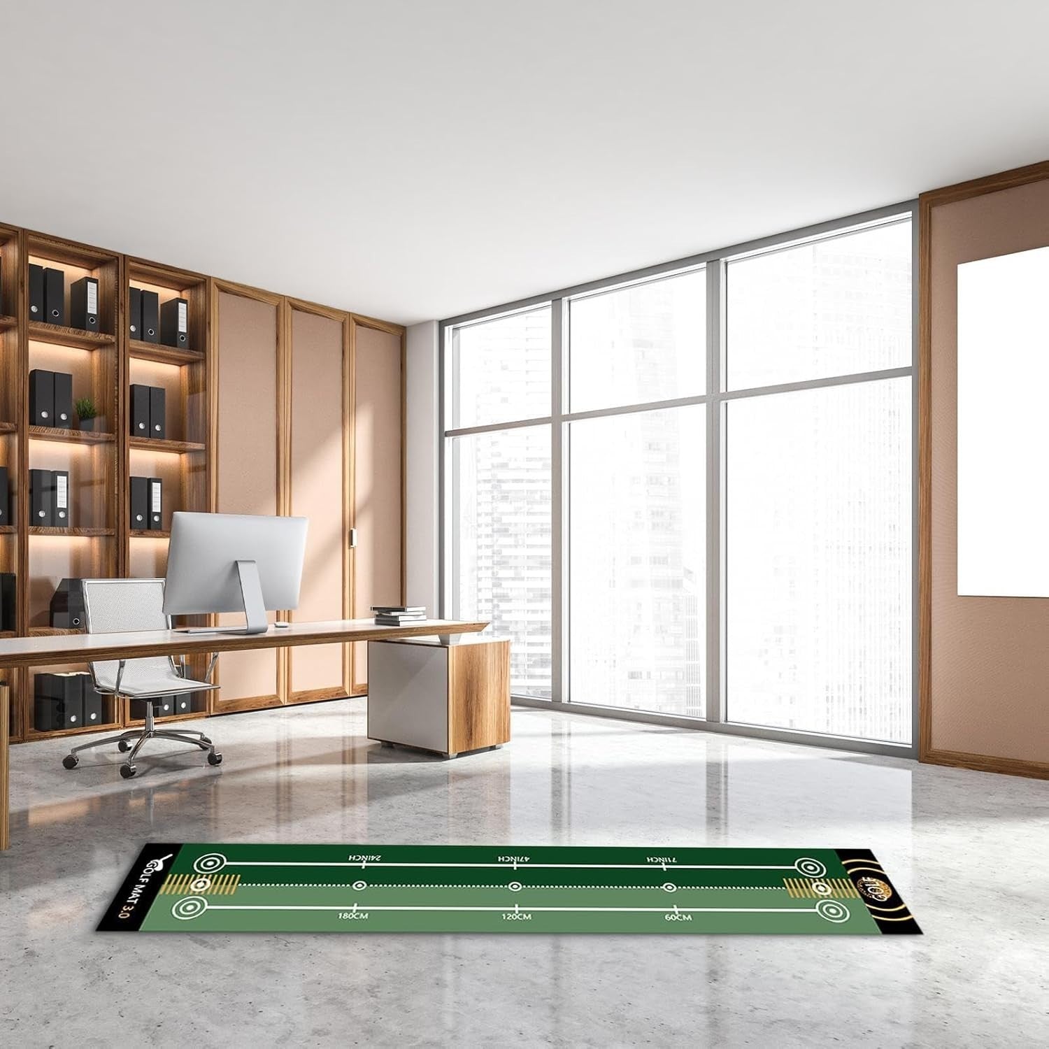 Golf Putting Mat 32” Indoor Practice Training Green with Alignment Lines