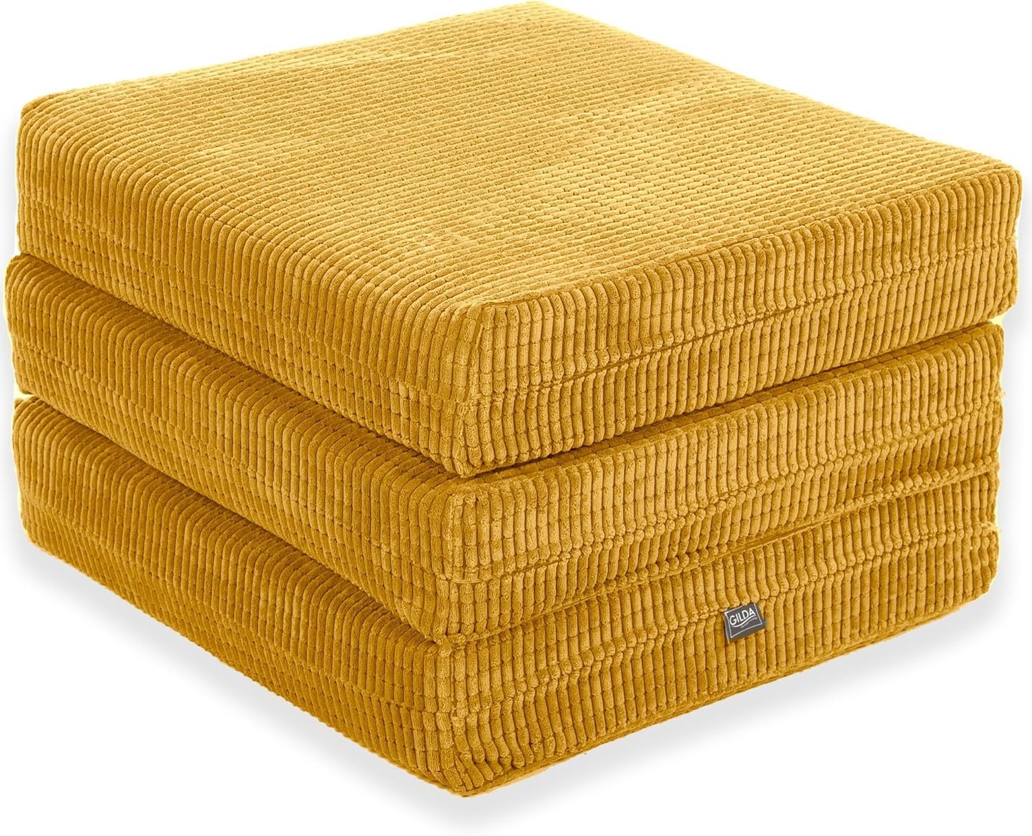 Z Bed Chair Futon Mattress Mustard Fold Out Single Sofa Bed Footstool Seat