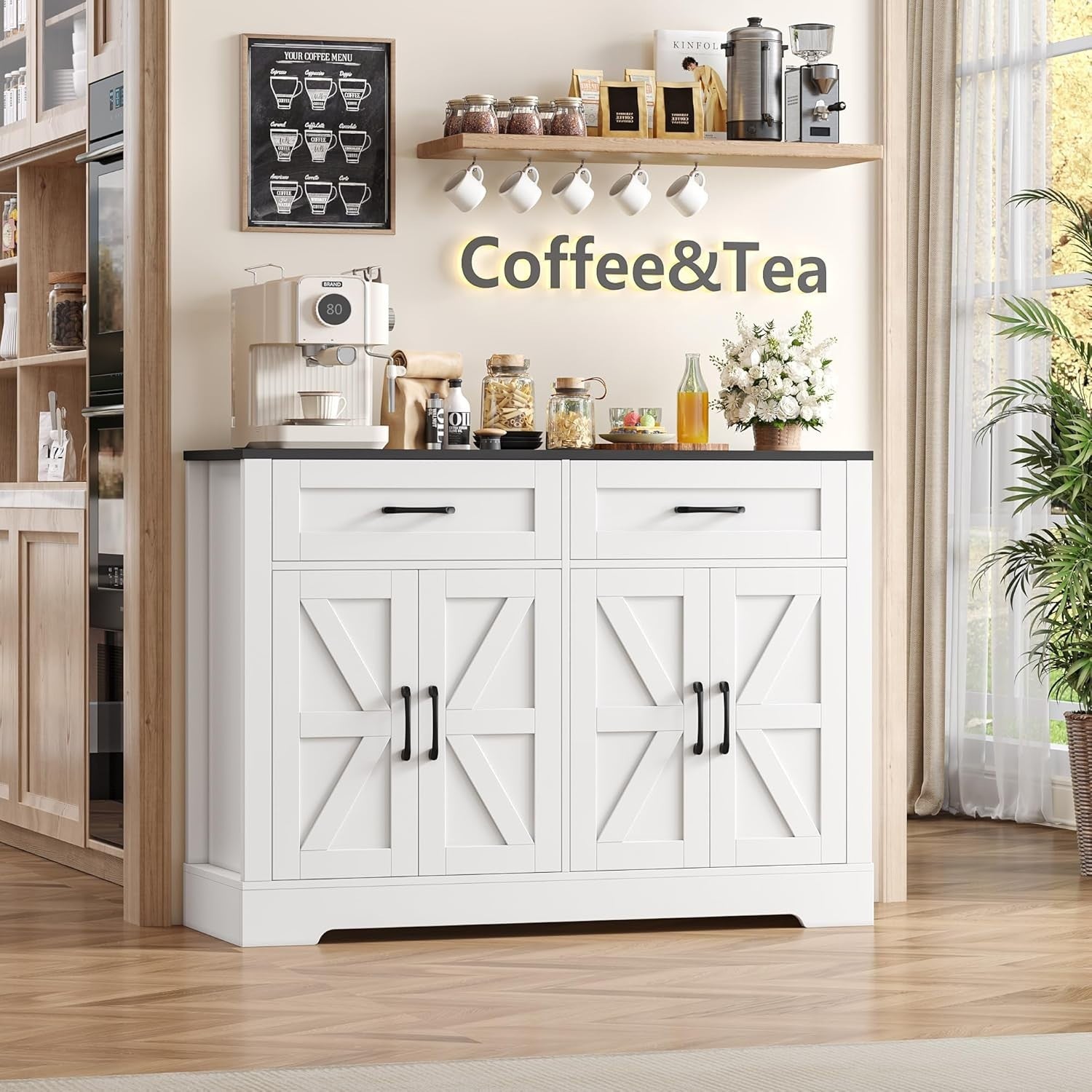120cm Kitchen Sideboard Buffet Cabinet with Drawers & Storage – Modern White