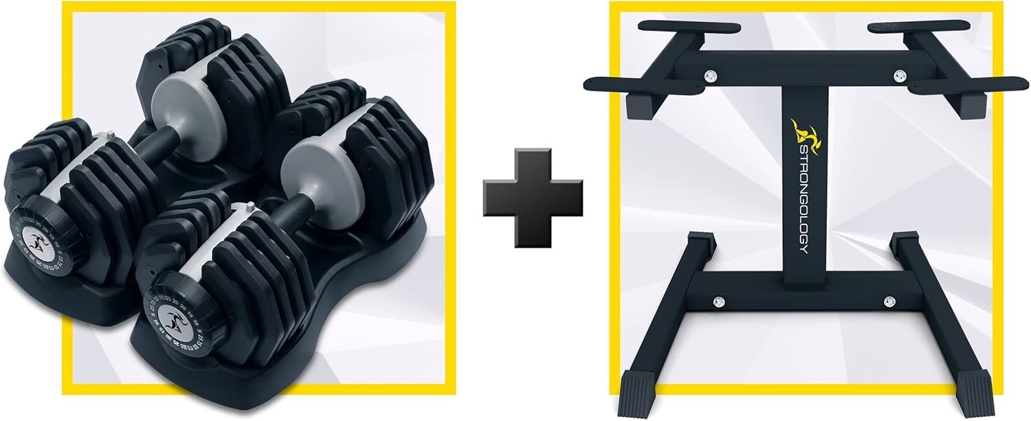 2.5–25KG Adjustable Dumbbell Pair Steel Floor Stand Home Gym