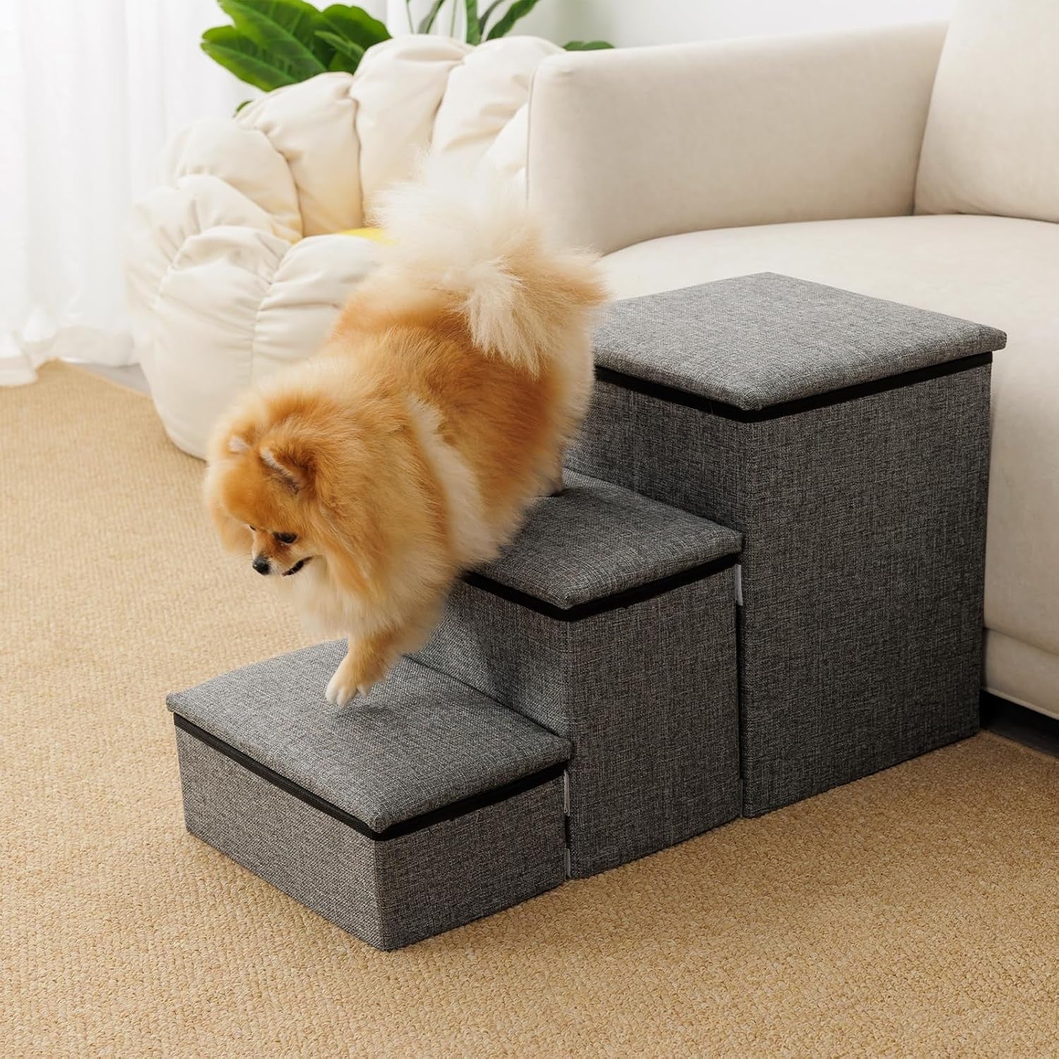 3 in 1 Foldable Dog Stairs with Storage Pet Steps House